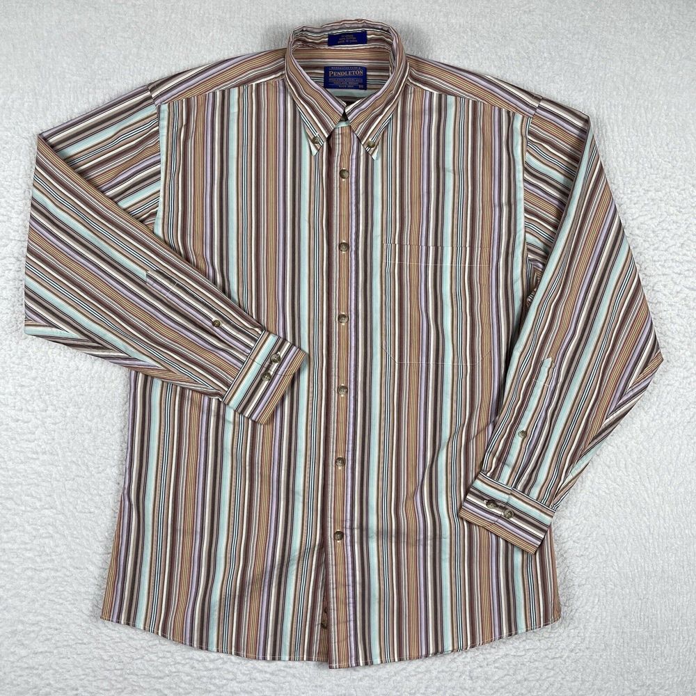Pendleton Shirt Mens Medium Colorful Striped Cotton Casual Preppy Party‎ Hippie